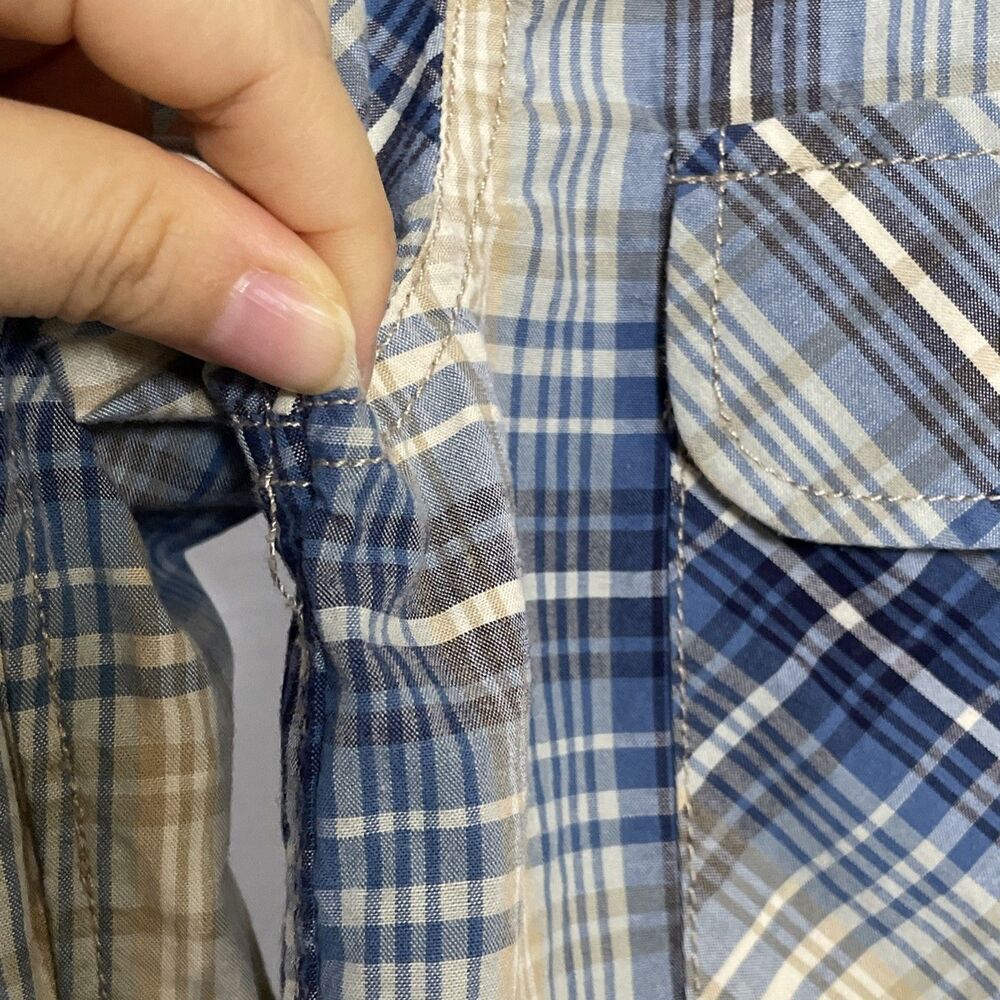 LRL Lauren Jeans Co Ralph Lauren Woman's Button Up Blue Cotton Plaid Shirt Sz M - Picture 6 of 10